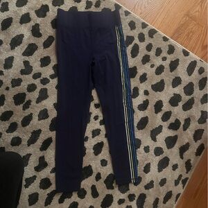 ALL ACCESS Dark Blue Leggings with Yellow Stripe